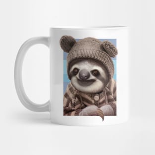 baby sloth wearing sweater Mug